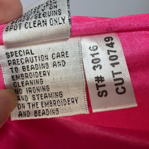 Colors Dress Style #3016 Mini Dress Hot Pink Sequin/Feather One Shoulder Sz 2 - Picture 12 of 13